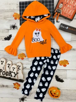 Boo-tiful Hoodie Sweater & Legging Set 10 Boo-tiful Hoodie Sweater & Legging Set -Kid's Apparel Sales GHSEB032 Orange scaled
