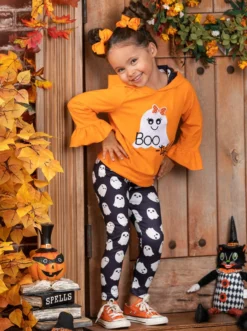 Boo-tiful Hoodie Sweater & Legging Set 11 Boo-tiful Hoodie Sweater & Legging Set -Kid's Apparel Sales GHSEB032 Orange 16