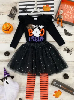 The Boo Crew Top, Sparkle Tutu, & Legging Set -Kid's Apparel Sales GHSEB033 Black scaled
