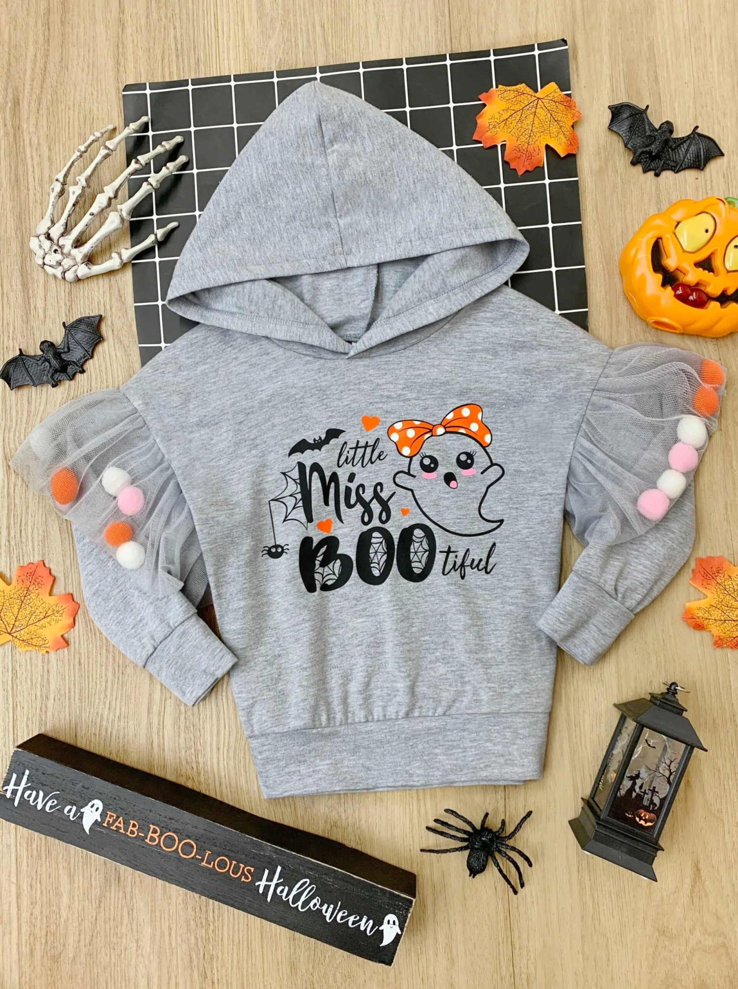 Little Miss Boo-tiful Long Sleeve Hooded Top 3 Little Miss Boo-tiful Long Sleeve Hooded Top - Image 3