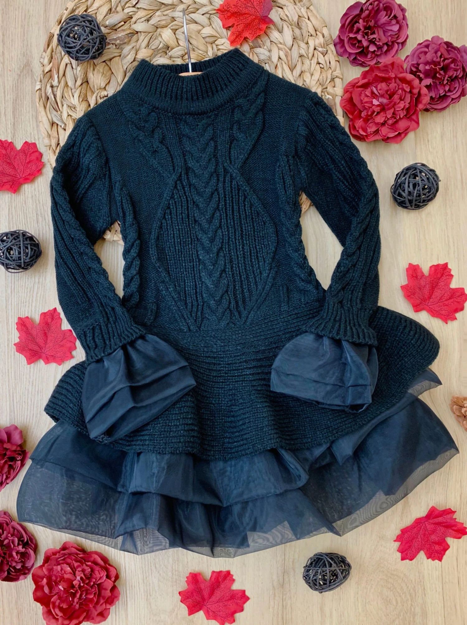 Cute As Pie Black Cable Knit Tutu Sweater 4 Cute As Pie Black Cable Knit Tutu Sweater - Image 4