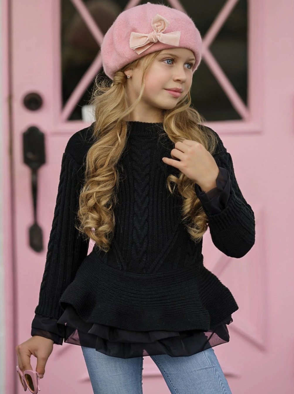 Cute As Pie Black Cable Knit Tutu Sweater 1 Cute As Pie Black Cable Knit Tutu Sweater