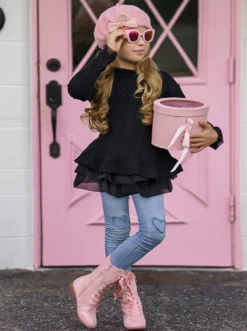 Cute As Pie Black Cable Knit Tutu Sweater 8 Cute As Pie Black Cable Knit Tutu Sweater -Kid's Apparel Sales GHSTB004 Black 5