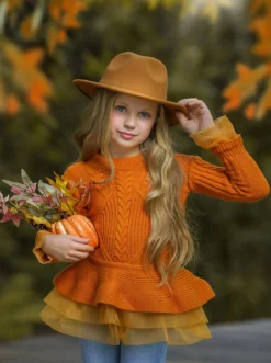 Cute As Pie Pumpkin Cable Knit Tutu Sweater 8 Cute As Pie Pumpkin Cable Knit Tutu Sweater -Kid's Apparel Sales GHSTB004 Yellow 1 edited Pixlr