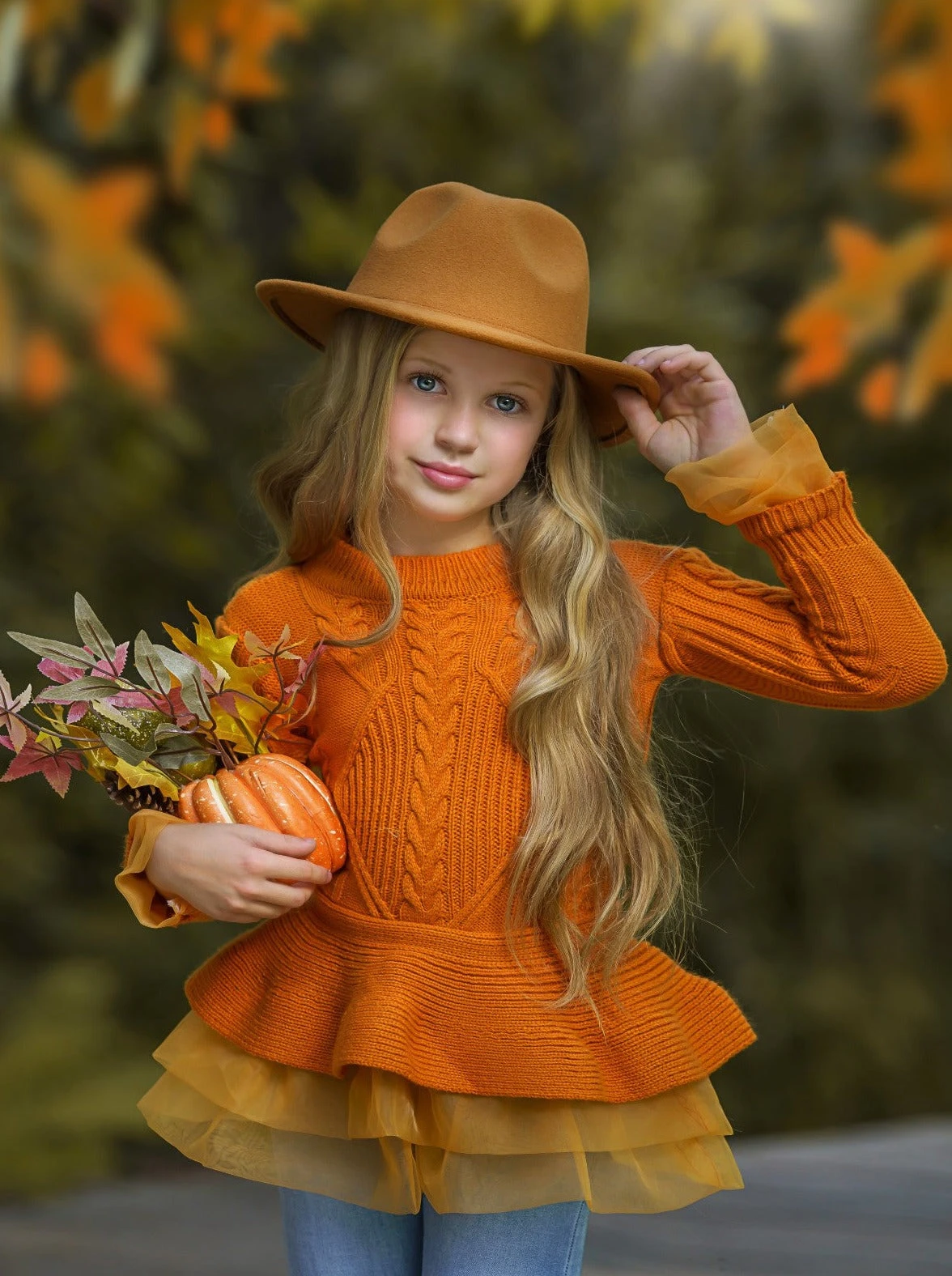 Cute As Pie Pumpkin Cable Knit Tutu Sweater 3 Cute As Pie Pumpkin Cable Knit Tutu Sweater - Image 3