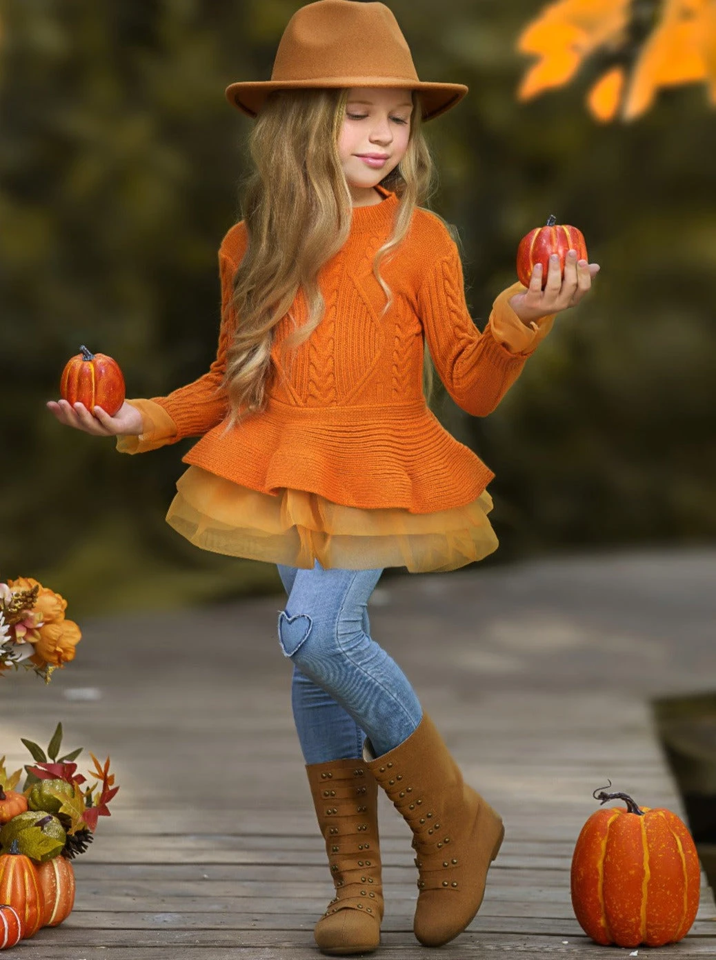 Cute As Pie Pumpkin Cable Knit Tutu Sweater 5 Cute As Pie Pumpkin Cable Knit Tutu Sweater - Image 5