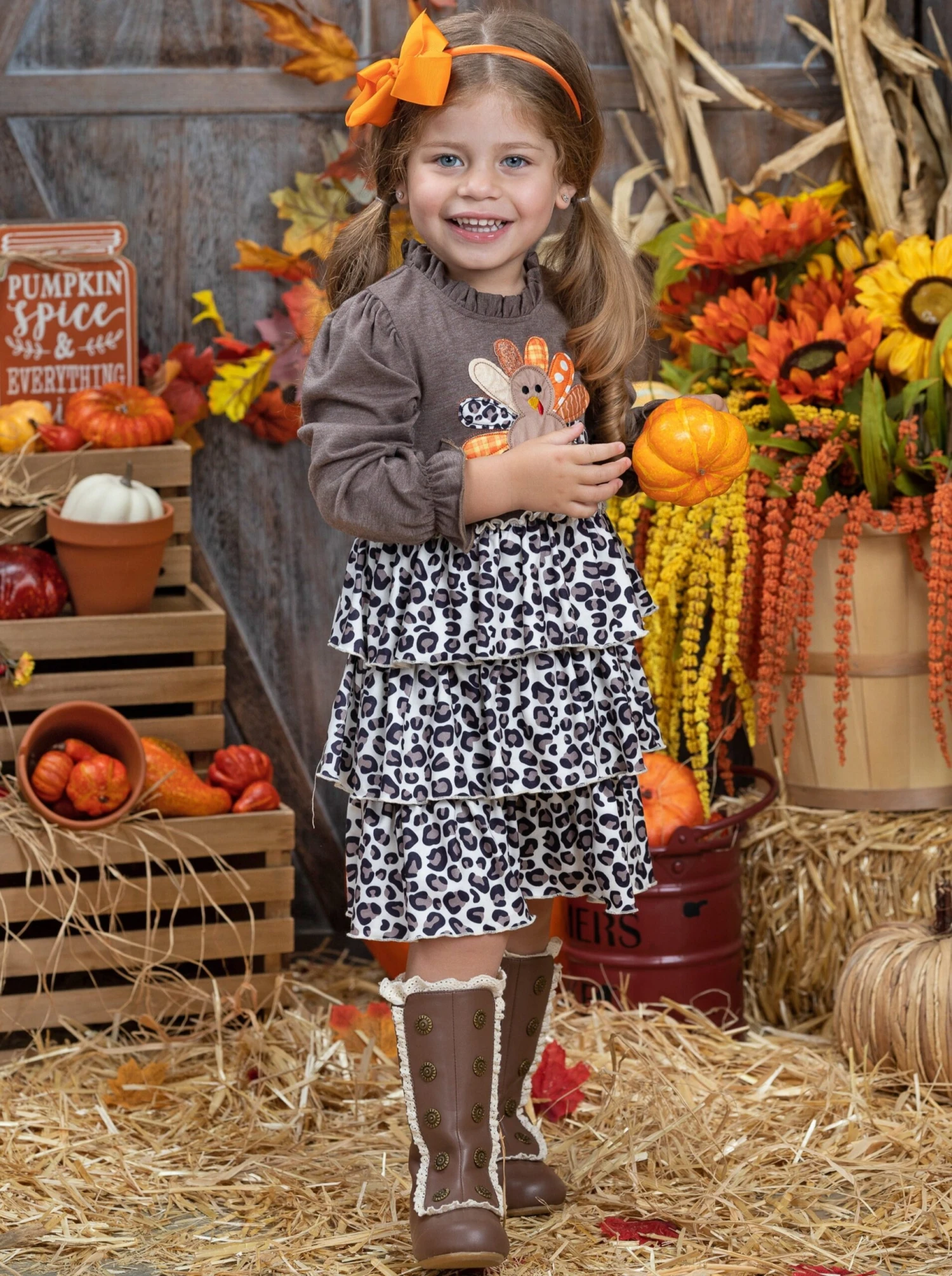 Turkey Day Cutie Tiered Ruffle Dress 2 Turkey Day Cutie Tiered Ruffle Dress - Image 2