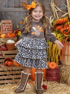 Turkey Day Cutie Tiered Ruffle Dress