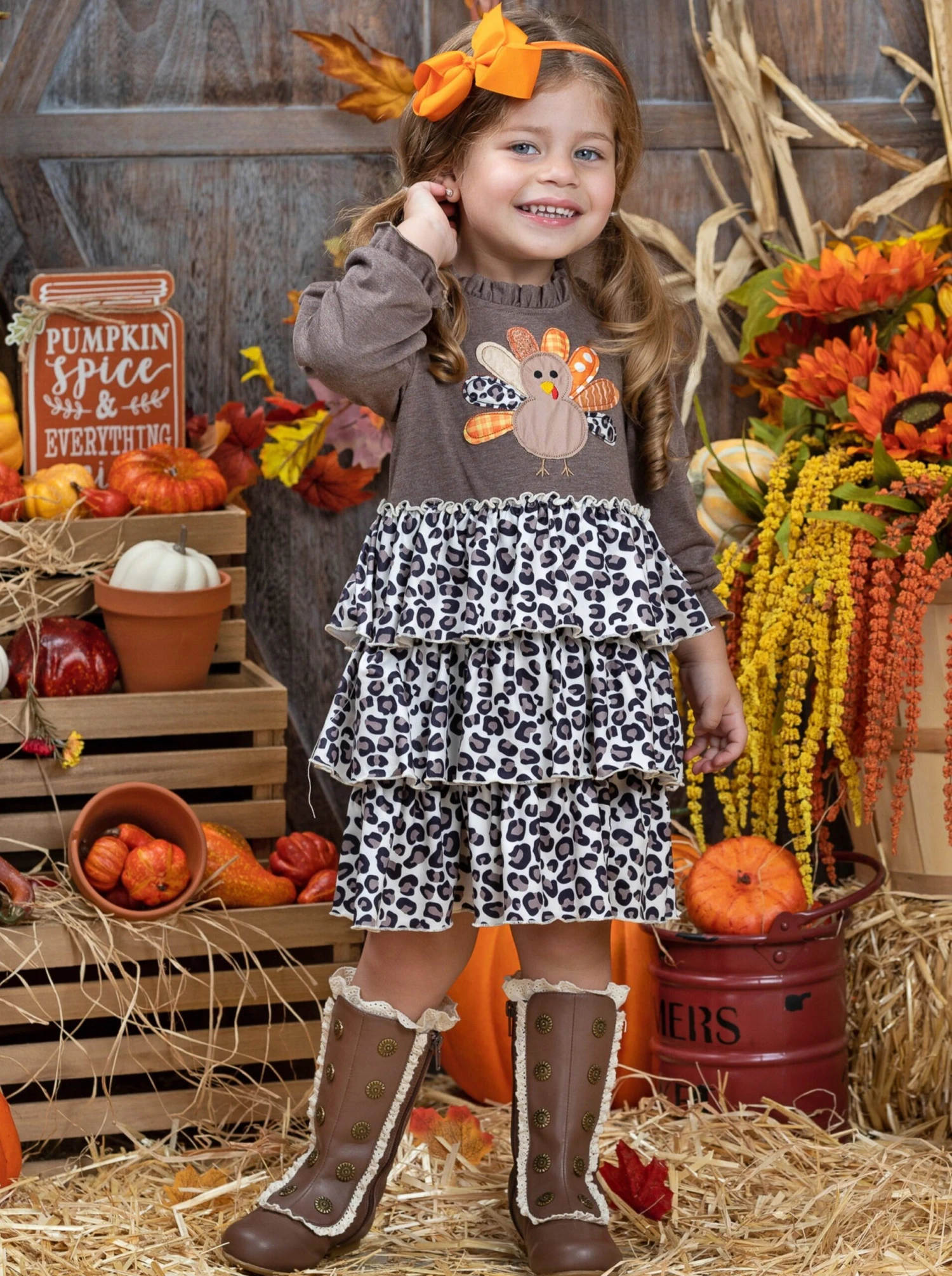 Turkey Day Cutie Tiered Ruffle Dress 4 Turkey Day Cutie Tiered Ruffle Dress - Image 4