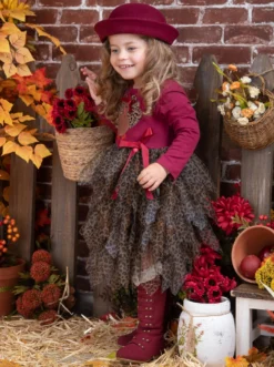 Pretty Plumage Tiered Tutu Dress -Kid's Apparel Sales GTDRB002 Burgundy 6