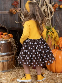 Thankful Turkey Polka Dot Tutu Dress -Kid's Apparel Sales GTDRB003 Marigold 7
