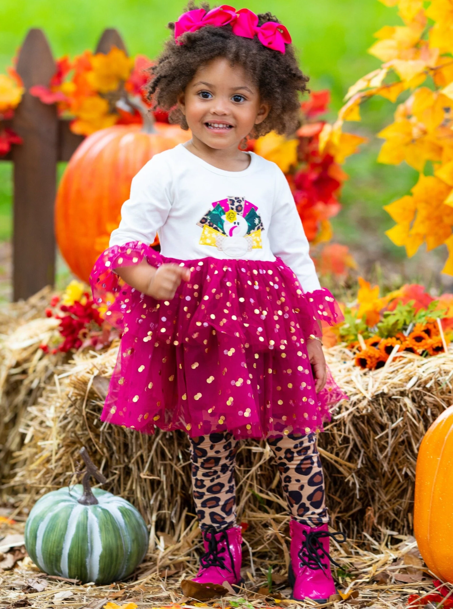 Sparkle Turkey Tulle Tunic & Leopard Legging Set 3 Sparkle Turkey Tulle Tunic & Leopard Legging Set - Image 3