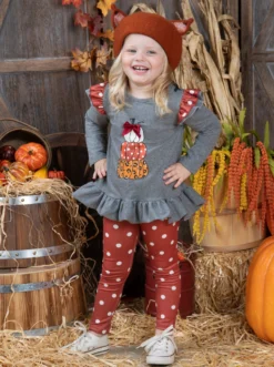 Mommy's Little Pumpkin Polka Dot Legging Set -Kid's Apparel Sales GTSEB005 Leopard 1