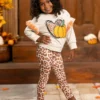 Pom Pom Pumpkin Leopard Legging Set