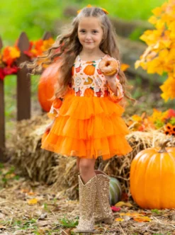 Sweet Pumpkin Treat Tiered Tutu Dress