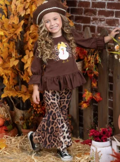 Feast Your Eyes Leopard Flair Legging Set 11 Feast Your Eyes Leopard Flair Legging Set -Kid's Apparel Sales GTSEB008 Brown 2