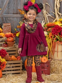Wild Pumpkin Vibes Tunic, Leggings & Scarf Set