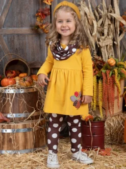 Gobble You Up Tunic, Scarf & Legging Set 10 Gobble You Up Tunic, Scarf & Legging Set -Kid's Apparel Sales GTSEB012 Yellow 3