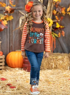 Mommy's Little Turkey Cuffed Jeans Set 8 Mommy's Little Turkey Cuffed Jeans Set -Kid's Apparel Sales GTSEB013 Brown 5 scaled