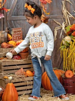 Thankful, Grateful, Blessed Tassel Bell Bottom Jeans Set -Kid's Apparel Sales GTSEB015 Ivory 7 scaled