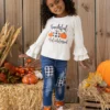 Thankful, Grateful, & Blessed Sequin Patched Jeans Set