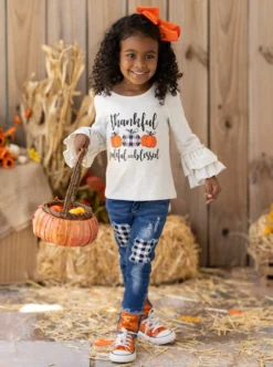 Thankful, Grateful, & Blessed Sequin Patched Jeans Set 10 Thankful, Grateful, & Blessed Sequin Patched Jeans Set -Kid's Apparel Sales GTSEB016 Oatmeal 8 scaled