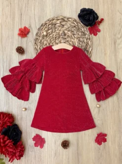 Scarlet Glow Tiered Sleeve Dress -Kid's Apparel Sales GWDRC001 Red f0612857 6c46 476a 88c8 b9d85f0cfb17 scaled