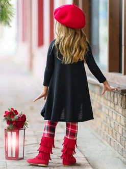 Girl Empowered Plaid Leggings Set -Kid's Apparel Sales GWSEC001 Black 4