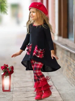 Girl Empowered Plaid Leggings Set -Kid's Apparel Sales GWSEC001 Black 5