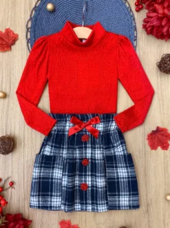 Playful Patches Red Turtleneck Top And Plaid Skirt Set -Kid's Apparel Sales GWSEC007 Navy e5dca5fe e9f6 4f40 9b6d acf31a6ab917 scaled
