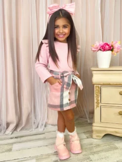 My Fave Girl Pink Ruffled Top & Brushed Fleece Skirt Set