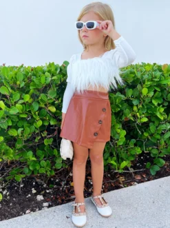 Fur Crop Top And Vegan Leather Skort Set 9 Fur Crop Top And Vegan Leather Skort Set -Kid's Apparel Sales IMG 7547 scaled