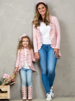 Mommy & Me Bestie Blazer Ruffle Cardigan 8 Mommy & Me Bestie Blazer Ruffle Cardigan -Kid's Apparel Sales JUL12CPOUT1DP 25