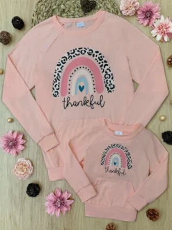 Mommy & Me Thankful Rainbow Pouch Top 8 Mommy & Me Thankful Rainbow Pouch Top -Kid's Apparel Sales MFTPB003 Blush scaled