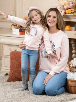 Mommy & Me Thankful Rainbow Pouch Top 9 Mommy & Me Thankful Rainbow Pouch Top -Kid's Apparel Sales MFTPB003 Blush 5 1