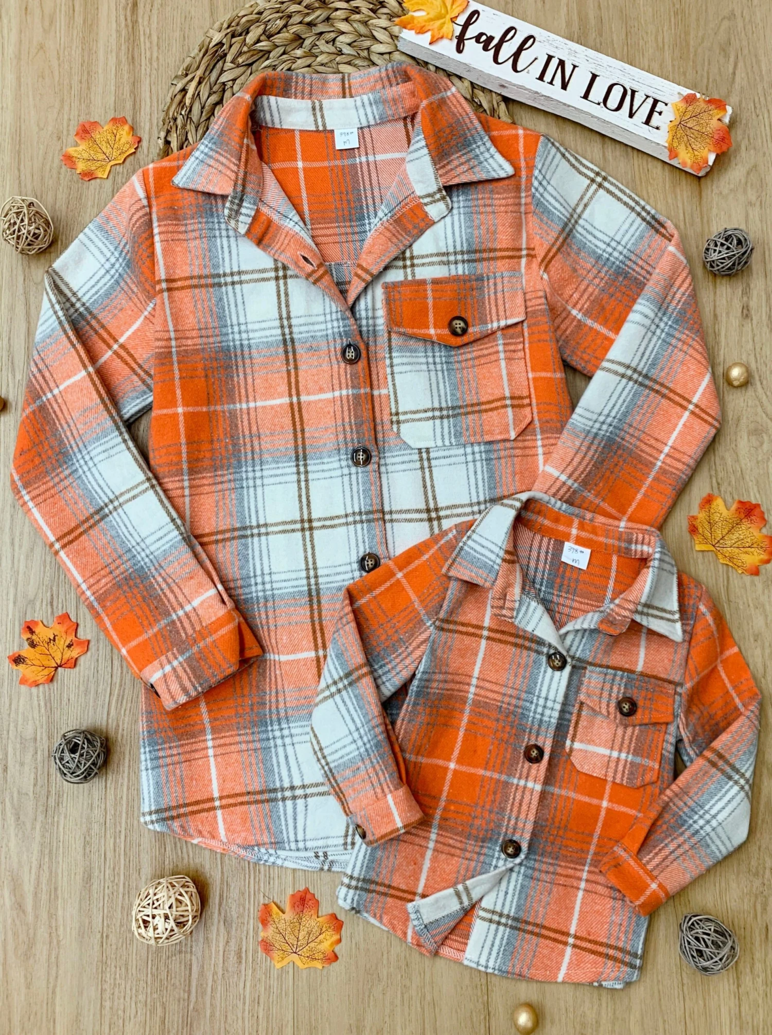 Mommy And Me Pumpkin Spice Orange Flannel Shirt 2 Mommy And Me Pumpkin Spice Orange Flannel Shirt - Image 2