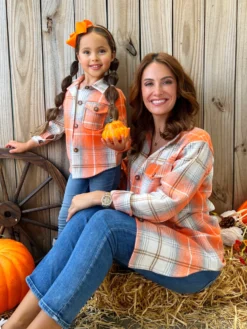 Mommy And Me Pumpkin Spice Orange Flannel Shirt 9 Mommy And Me Pumpkin Spice Orange Flannel Shirt -Kid's Apparel Sales MFTPC001 Orange 2 scaled