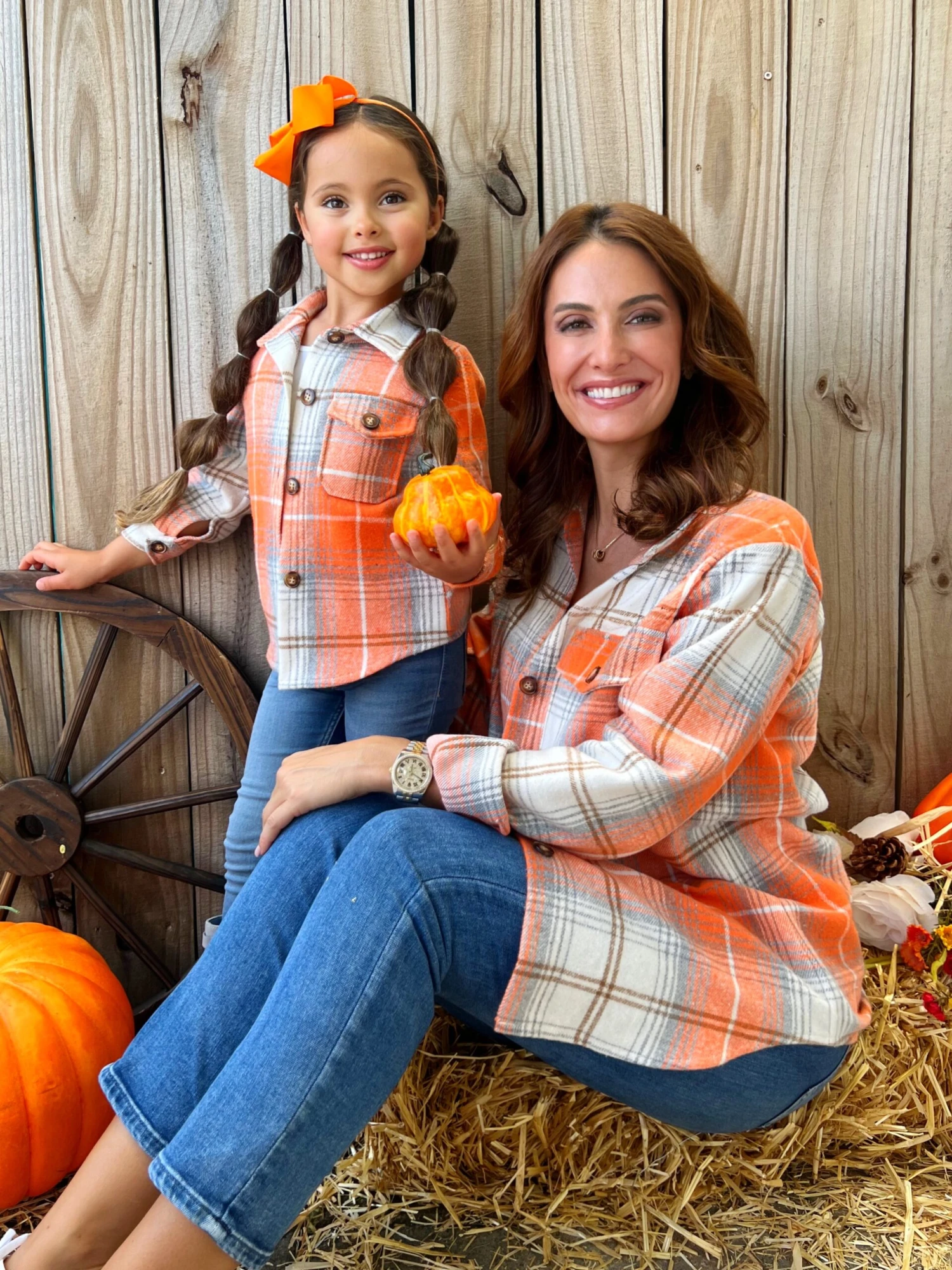Mommy And Me Pumpkin Spice Orange Flannel Shirt 3 Mommy And Me Pumpkin Spice Orange Flannel Shirt - Image 3