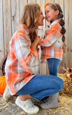 Mommy And Me Pumpkin Spice Orange Flannel Shirt 12 Mommy And Me Pumpkin Spice Orange Flannel Shirt -Kid's Apparel Sales MFTPC001 Orange 9 scaled