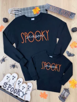 Mommy & Me Spooky Season Top -Kid's Apparel Sales MHTPB001 Black scaled