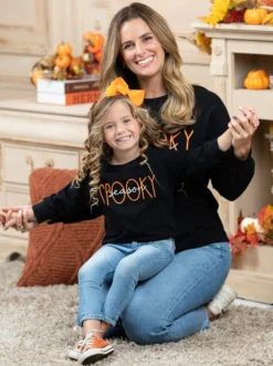 Mommy & Me Spooky Season Top -Kid's Apparel Sales MHTPB001 Black 2