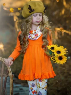 Fancy Fall Florals Tunic, Leggings & Scarf Set -Kid's Apparel Sales QmuQt55w
