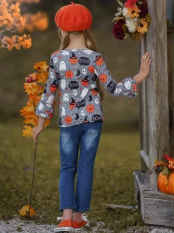 Hey Boo Top & Patched Jeans Set -Kid's Apparel Sales RGI5V1D