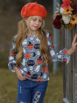 Hey Boo Top & Patched Jeans Set -Kid's Apparel Sales RYQDP72