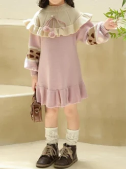 High Fashion Vibe Bib Collar Sweater Dress