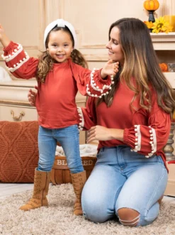 Mommy & Me Tassel Puff Sleeve Top -Kid's Apparel Sales SEPT12TOP1BOCP a85a67de d93b 4128 8517 299b16b659c9