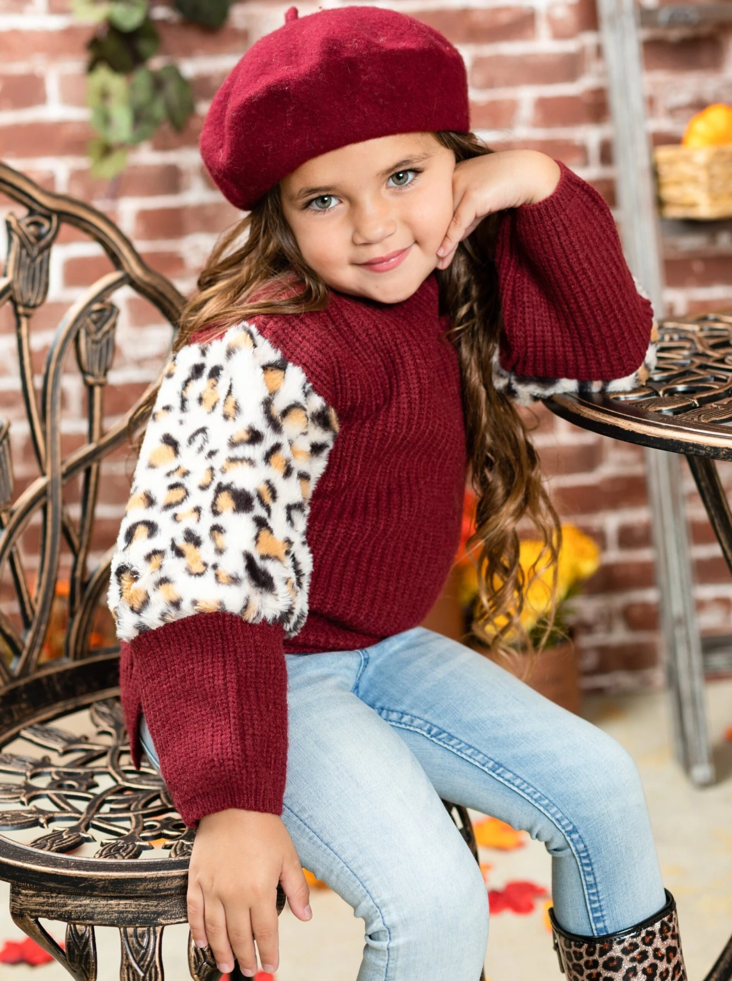 Cranberry Leopard Colorblock Sweater 2 Cranberry Leopard Colorblock Sweater - Image 2