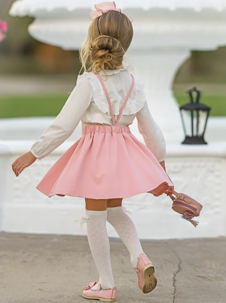 Little Miss Elegant Blouse & Overall Dress Set 2 Little Miss Elegant Blouse & Overall Dress Set - Image 2