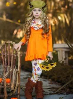 Fancy Fall Florals Tunic, Leggings & Scarf Set