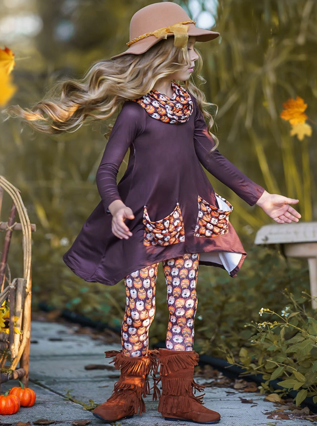 Furry Friends Slouch Pocket Tunic, Scarf & Legging Set 5 Furry Friends Slouch Pocket Tunic, Scarf & Legging Set - Image 5